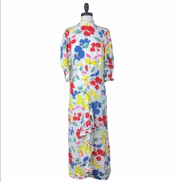 Rixo x Target Floral Mock Neck Cascade Ruffle Dress size 10 - Picture 2 of 6